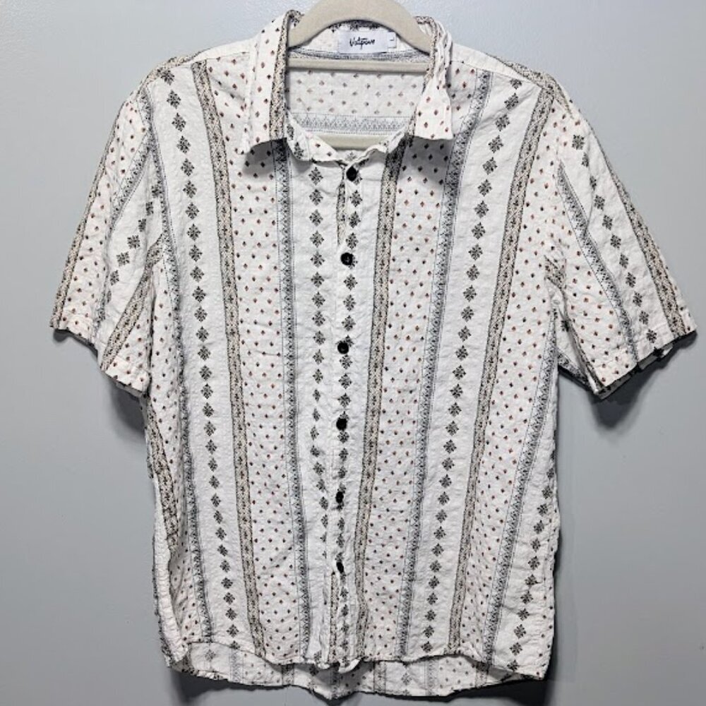 VATPAVE Men' Summer Tropical Shirts Casual Short Sleeve Button Down Size L White